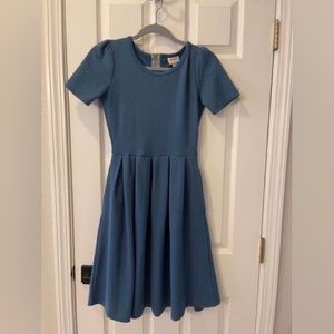 Blue LULARoe dress with pockets and zipper back size XS